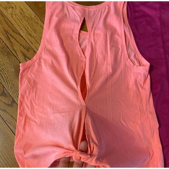 Victoria Sport Secret Sz XS Neon Cut Out Back Tie Knotted Tank Top Tee  Logo - Picture 5 of 11